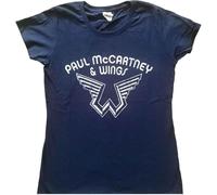 Paul McCartney T Shirt Wings Logo Nue offiziell Damen Skinny Fit Navy Blau XS