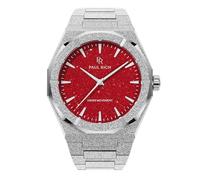 Paul Rich Luxusuhr aus Edelstahl für Männer - robuste und elegante Uhr für Business, Geschenk oder Prüfung - Phantasie analoge wasserdichte Armbanduhr für ihn - mattierter Sternenstaub II, Silber/Rot