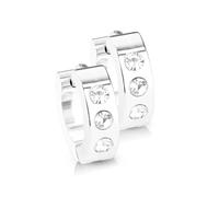 Paula & Fritz® 1 Paar Damen Creole-n 14-mm Silber Zirkonia Klar Chirurgenstahl 316L Ohr-Schmuck 4-mm Breit Ohr-Ring Kombinierbar Herren Kinder Earring