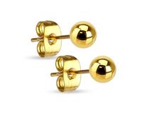 Paula & Fritz® 1 Paar Ohr-Stecker Gold 5-mm Kugel Chirurgenstahl 316L 0,8-mm Stab-Stärke Butterfly-Back Ohr-Ring Damenohr-Ring Herren Standard Lobe Ball