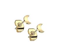 Paula & Fritz® 1 Paar Ohr-Stecker Halb-Mond Gold 4 x 3-mm Titan-ium Grade 23 11-mm Lang Butterfly-Back Ohr-Ring Damenohr-Ring Herren Standard Lobe