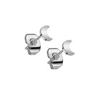 Paula & Fritz® 1 Paar Ohr-Stecker Halb-Mond Silber 4 x 3-mm Titan-ium Grade 23 11-mm Lang Butterfly-Back Ohr-Ring Damenohr-Ring Herren Standard Lobe