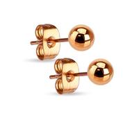 Paula & Fritz® 1 Paar Ohr-Stecker Rosegold 6-mm Kugel Chirurgenstahl 316L 0,8-mm Stab-Stärke Butterfly-Back Ohr-Ring Damenohr-Ring Herren Lobe Ball