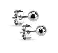 Paula & Fritz® 1 Paar Ohr-Stecker Silber 7-mm Kugel Chirurgenstahl 316L 0,8-mm Stab-Stärke Butterfly-Back Ohr-Ring Damenohr-Ring Herren Standard Lobe