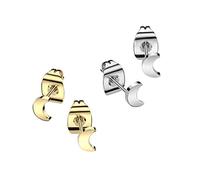 Paula & Fritz® 2 Paar Ohr-Stecker Halb-Mond Gold Silber 4 x 3-mm Titan-ium Grade 23 11-mm Lang Butterfly-Back Ohr-Ring Damenohr-Ring Herren Standard Lobe