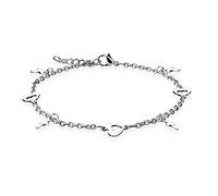 Paula & Fritz® Armband Damen Silber Herz Kreuz Charm Anhänger 316L Chirurgenstahl 235-mm Bettelarmband Arm-kettchen Arm-Schmuck Fußkette Fußkettchen