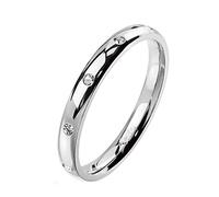 Paula & Fritz® Damen-Ring glänzend 3mm Zirkonia Silber Gelb-Gold Rosé-Gold Bunt Freundschafts-Partner-Ring Edelstahl 316L R-M6822S