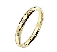 Paula & Fritz® Damen-Ring glänzend 3mm Zirkonia Silber Gelb-Gold Rosé-Gold Bunt Freundschafts-Ring Partner-Ring Edelstahl 316L R-M6822G_70