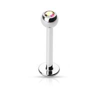 Paula & Fritz® Labret Piercing 8-mm 1,2-mm Regenbogen Lippenpiercing Stecker Ohr Silber Damen Herren Tragus Conch Kugel Stab Chirurgenstahl