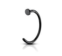 Paula & Fritz® Nose Hoop Ring Nasen-Piercing Nasenpiercing-s Nose für Nasenfluegel als Nasenschmuck Nasenstecker Nostril auch für Augenbraue, Lippe Edelstahl 316L schwarz Dicke: 0.8mm, Länge: 10mm