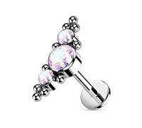 Paula & Fritz® Push-In Labret Piercing Zirkonia Regenbogen Titan-IUM Grade 23 Piercing 1,2-mm Stab-Dicke 8-mm Lang Madonna Medusa Monroe Ohr-Stecker