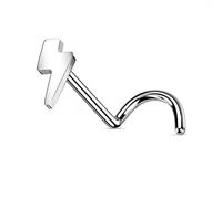 Paula & Fritz® Push-In Nasenpiercing-s Blitz Silber Titan-IUM Grade 23 0,8-mm Stab Spirale Piercing-s Nase Nasen-Ring Nostril Nasenflügel Schmuck