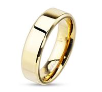 Paula & Fritz® Ring Damen Gold Größe 62 (19,7) 6-mm Breit 316L Chirurgenstahl Damenring Herrenring Partnerring Hochglanz-poliert Band-Ring Ehe-Ring