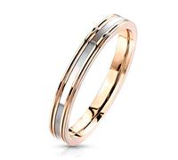 Paula & Fritz® Ring Damen Rose-Gold Perlmutt-Inlay 316L Chirurgenstahl Größe 54 (17,2) Verlobungsring Partnerring Ehering Herren-Ring Bandring