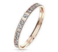 Paula & Fritz® Verlobungs-Ring roségold 2mm breit 21 Zirkonia Kristall Clear farblos Ewigkeitsring Eternity-Ring Edelstahlring Damen-Ring Freundschaftsring Partnerring R-M7164R_70