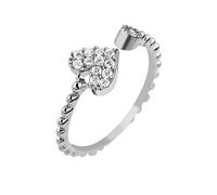 Paula & Fritz® Verstellbarer Damenring Zehen-Ring Motiv Herz Strass Clear Verlobungs-Ring Freundschaftsring Herrenring Partnerring Edelstahl Chirurgenstahl 316L R-A036_ST