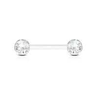 Paula & Fritz® Zungenpiercing-s Glitzer-Kugeln Bioflex Acryl Kunststoff 16mm Stab-länge 1.6 mm Stab-Dicke klar transparent Barbell Kugeln PTFE