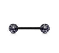 Paula & Fritz® Zungenpiercing-s Glitzer-Kugeln Bioflex Acryl Kunststoff 16mm Stab-länge 1.6 mm Stab-Dicke schwarz Barbell Kugeln PTFE