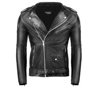 PAULGOS Herren Biker Lederjacke Echtes Leder Jacke Echtleder in 3 Farben Gr. S-7XL (DE/NL/SE/PL, Alphanumerisch, XL, Regular, Regular, Schwarz)
