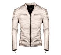 PAULGOS Herren Lederjacke Echtes Leder Jacke Echtleder Übergangsjacke Fashion in 5 Farben Gr. S-7XL Design 2 (DE/NL/SE/PL, Alphanumerisch, M, Regular, Regular, Beige)