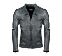 PAULGOS Herren Lederjacke Echtes Leder Jacke Echtleder Übergangsjacke Fashion in 5 Farben Gr. S-7XL Design 2 (DE/NL/SE/PL, Alphanumerisch, M, Regular, Regular, Grau)