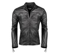 PAULGOS Herren Lederjacke Echtes Leder Jacke Echtleder Übergangsjacke Fashion in 5 Farben Gr. S-7XL Design 1 (as3, alpha, s, regular, regular, Schwarz)