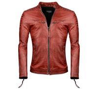 PAULGOS Herren Lederjacke Echtes Leder Jacke Echtleder Übergangsjacke Fashion in 5 Farben Gr. S-7XL Design 2 (DE/NL/SE/PL, Alphanumerisch, S, Regular, Regular, Rot)