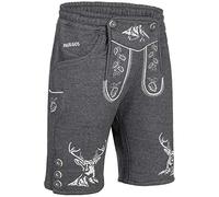 PAULGOS Herren Trachten Jogginghose, Optik Trachten Lederhose, Kurz in 3 Farben Gr.S-3XL JOK4 (3XL, Dunkelgrau)