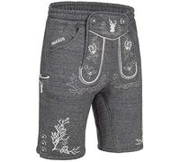 PAULGOS Herren Trachten Jogginghose, Optik Trachten Lederhose, Kurz in 3 Farben Gr.S-5XL JOK3 (4XL, Dunkelgrau)