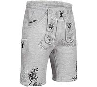 PAULGOS Herren Trachten Jogginghose, Optik Trachten Lederhose, Kurz in 3 Farben Gr.S-5XL JOK3 (4XL, Hellgrau)