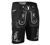 PAULGOS Herren Trachten Jogginghose, Optik Trachten Lederhose, Kurz in 3 Farben Gr.S-5XL JOK3 (4XL, Schwarz)