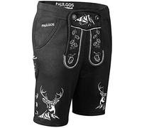 PAULGOS Herren Trachten Jogginghose, Optik Trachten Lederhose, Kurz in 3 Farben Gr.S-5XL JOK4 (4XL, Schwarz)