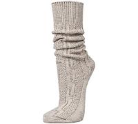 PAULGOS Trachtensocken Trachtenstrümpfe Socken Kniestrümpfe mit Zopfmuster in 3 Farben Gr. 39-47, Schuhgröße:41, Farbe:Beige