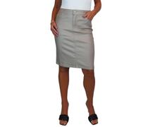 Paulo Due Damen-Bleistiftrock Im Stretch-Jeans-Stil Mit Beschichtetem Leder-Look Beige 36-48 (44)