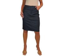 Paulo Due Damen-Bleistiftrock Im Stretch-Jeans-Stil Mit Beschichtetem Leder-Look Mattschwarz 36-48 (48)