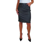 Paulo Due Damen-Bleistiftrock Im Stretch-Jeans-Stil Mit Beschichtetem Leder-Look Schwarz 36-48 (48)