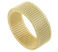 PAURO Edelstahl 8mm Mesh Ringe für Herren Damen Breit Gewebt Komfort Passform Band Statement Minimalist Schmuck Gold Größe 62 (19.7)
