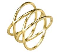 PAURO Edelstahl Damen Doppelt Kreuz Überlagerung Hohl Ringe für Damen Einzigartig Statement Personalisiert Schmuck Gold Größe 62 (19.7)
