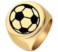 PAURO Herren Edelstahl 22MM Circle Vielseitige Persönlichkeit Glänzend Geschnitzte Fußball Ringe Gold Größe 60 (19.1)