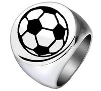 PAURO Herren Edelstahl 22MM Circle Vielseitige Persönlichkeit Glänzend Geschnitzte Fußball Ringe Silber Größe 54 (17.2)
