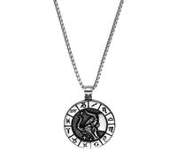 PAURO Herren Edelstahl Jahrgang 12 Konstellationen Münze Tierkreiszeichen Anhänger Halskette Personalisierte Horoskop Schmuck Silber Schwarz Stier