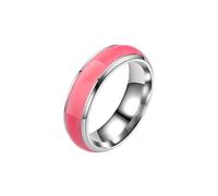 PAURO Unisex Edelstahl Leuchtend glänzend fluoreszierender Ring Ewige Aussage Knöchelringe für die Hochzeit Rosa Größe 52 (16.6)