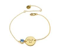 PAVELS Gravur-Armband Kristall Blau in 925 Silber 18K Gold plattiert für Damen Geschenke für Sie Armkettchen mit großen Schmucksteinen inkl. Schmuckbox und Zertifikat Personalisierbar