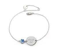 PAVELS Gravur-Armband Kristall Blau in 925 Silber rhodiniert für Damen Geschenke für Sie Armkettchen mit großen Schmucksteinen inkl. Schmuckbox und Zertifikat Personalisierbar