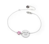 PAVELS Gravur-Armband Kristall Rosa in 925 Silber rhodiniert für Damen Geschenke für Sie Armkettchen mit großen Schmucksteinen inkl. Schmuckbox und Zertifikat Personalisierbar