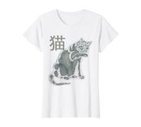 Paw Licking Cat Japanische Streetwear Preisgünstiges Grafik-T-Shirt, Damen, Weiß, XS