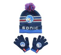 Paw Patrol Baby Jungen Beanie Mütze und Handschuhe Set Warme Kinder Wintermütze Chase Marshall Rubble Mütze Set für Kinder Gr. 52 54 (blau-sonic, 52)