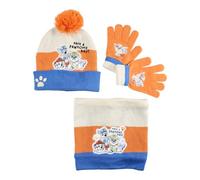 Paw Patrol Baby Jungen Beanie Mütze und Handschuhe Set Warme Kinder Wintermütze Sonic Spiderman mit Schal Mütze Set für Kinder Gr. 52 54 (Weiss-schal, 54)