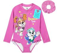 PAW PATROL Badeanzug Mädchen Schwimmanzug Kinder mit Haarband Skye Everest Einteiler Langarm Bademode Mädchen für Sport Strand Baden Schwimmen (4-5 Jahre, Rosa)