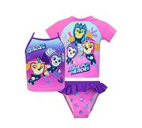 PAW PATROL Badeanzug | Schwimmanzug Mädchen Aqua Pups | 3 Stück Tankini Set Rosa 92